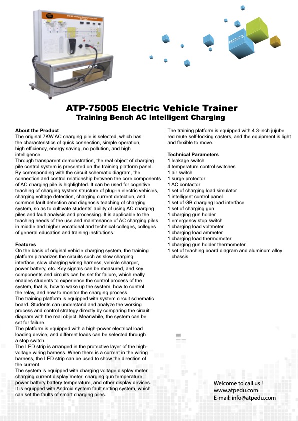 ATP-75005 Electric Vehicle Trainer Training Bench AC Intelligent Charging
